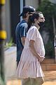 lea michele cradles baby bump walk with zandy reich 01